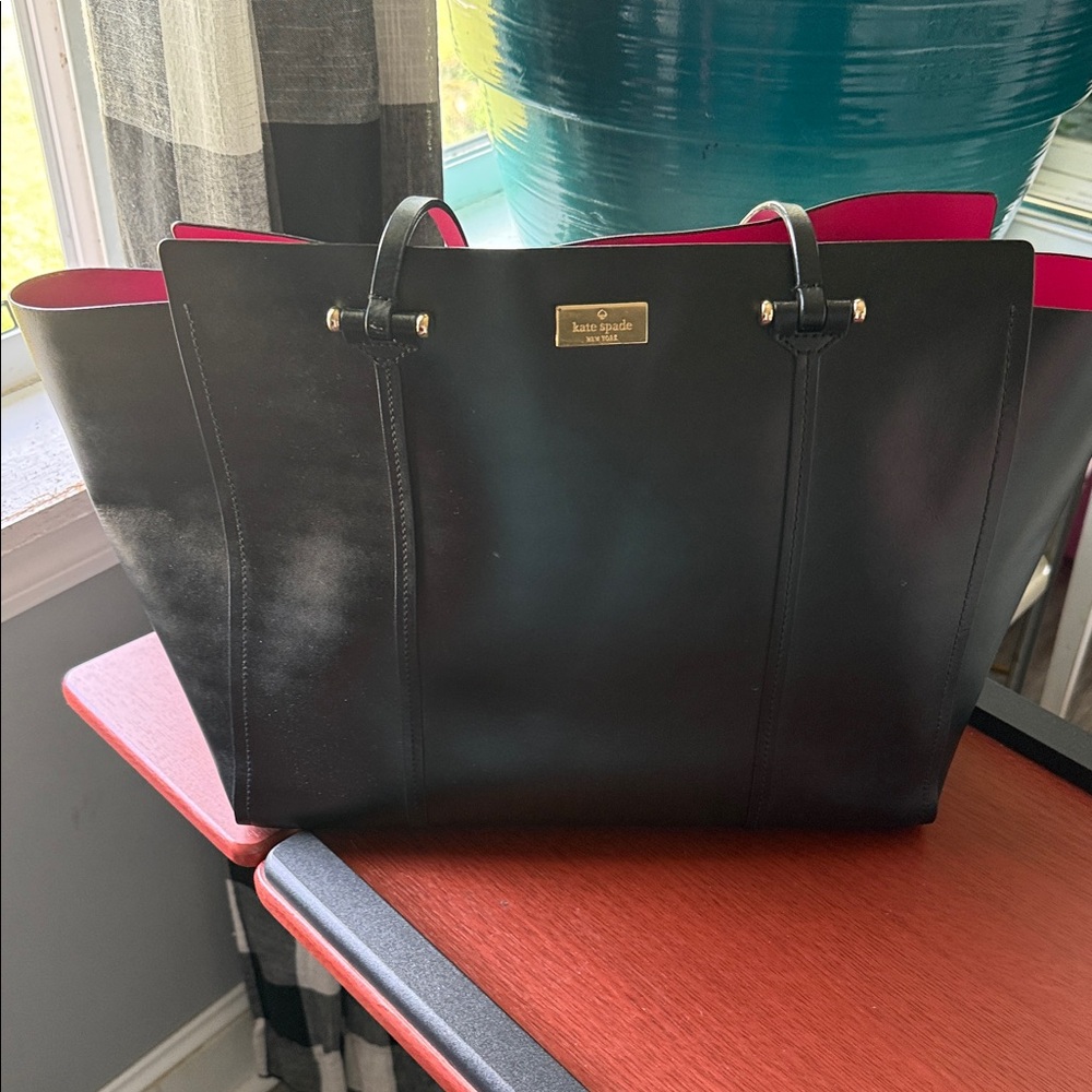Kate Spade Black Tote with Pink Interior